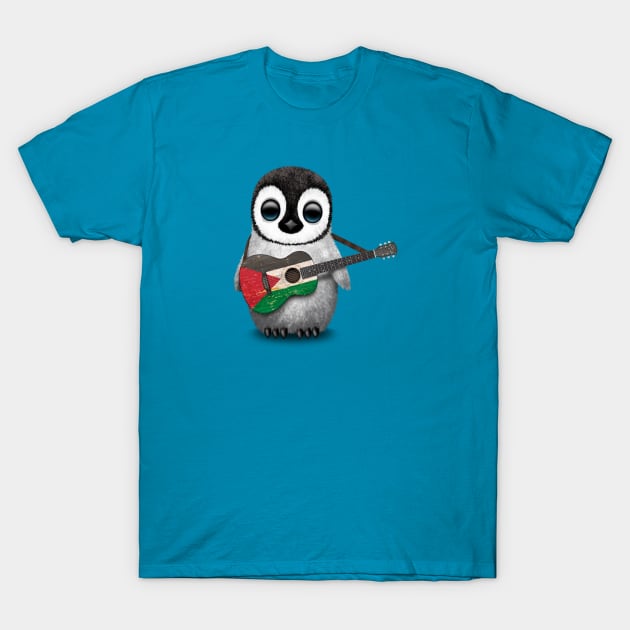 Baby Penguin Playing Palestinian Flag Guitar T-Shirt by jeffbartels